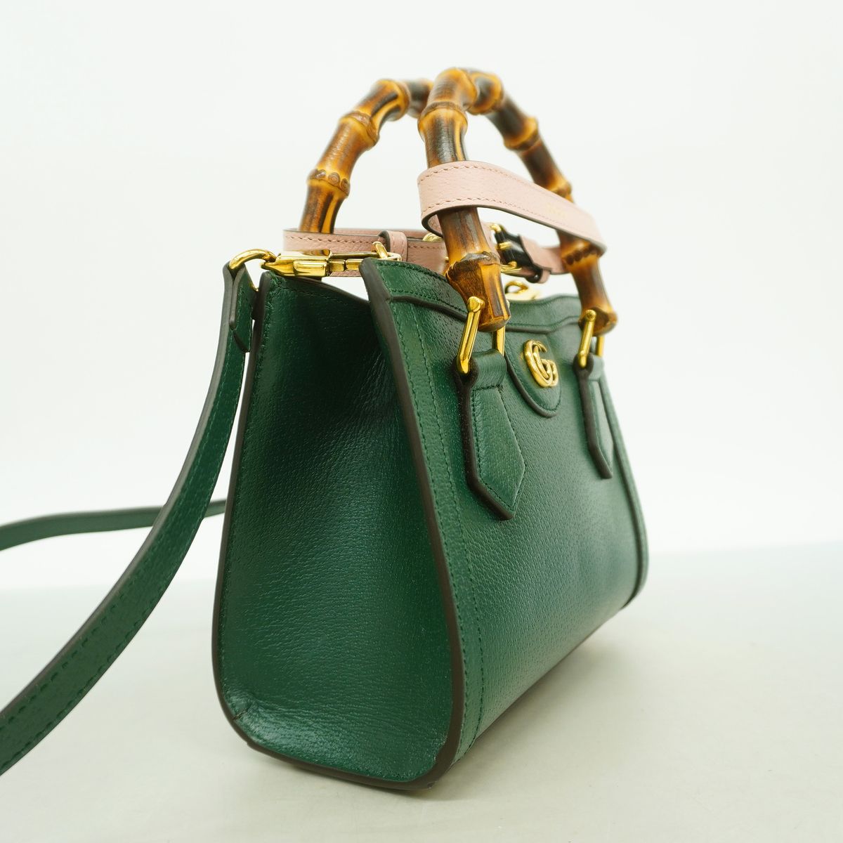 Gucci Bamboo Leather Green Gold 2-Way Bag — view 2