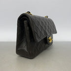 Chanel Shoulder Bag Quilted Lambskin Black Gold — view 2