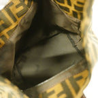 Fendi Shoulder Bag Zucca Nylon Canvas Brown Silver — view 4