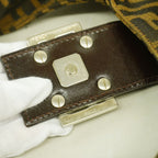 Fendi Shoulder Bag Zucca Nylon Canvas Brown Silver — view 8