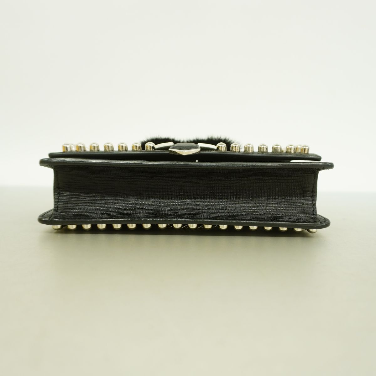 Fendi Shoulder Bag Leather Black Silver — view 3