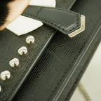 Fendi Shoulder Bag Leather Black Silver — view 7