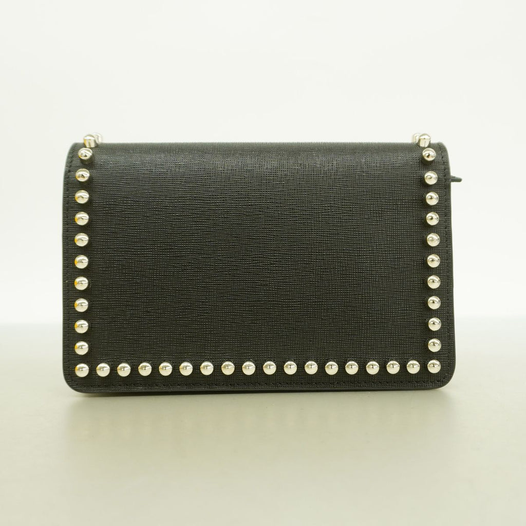 Fendi Shoulder Bag Leather Black Silver — view 8