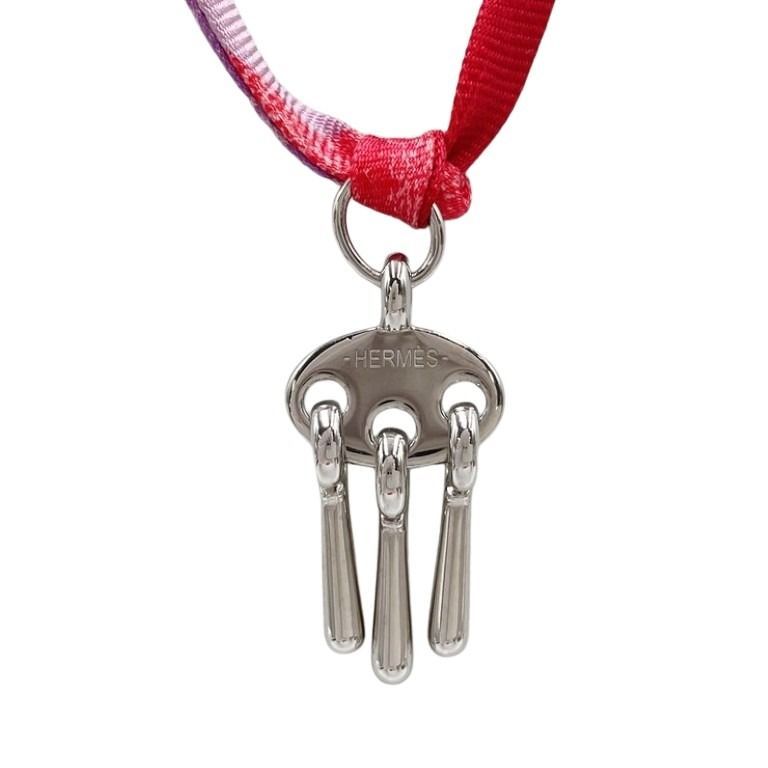 Hermes Necklace Tourbillon Choker Silver Multicolor Metal Silk — view 3