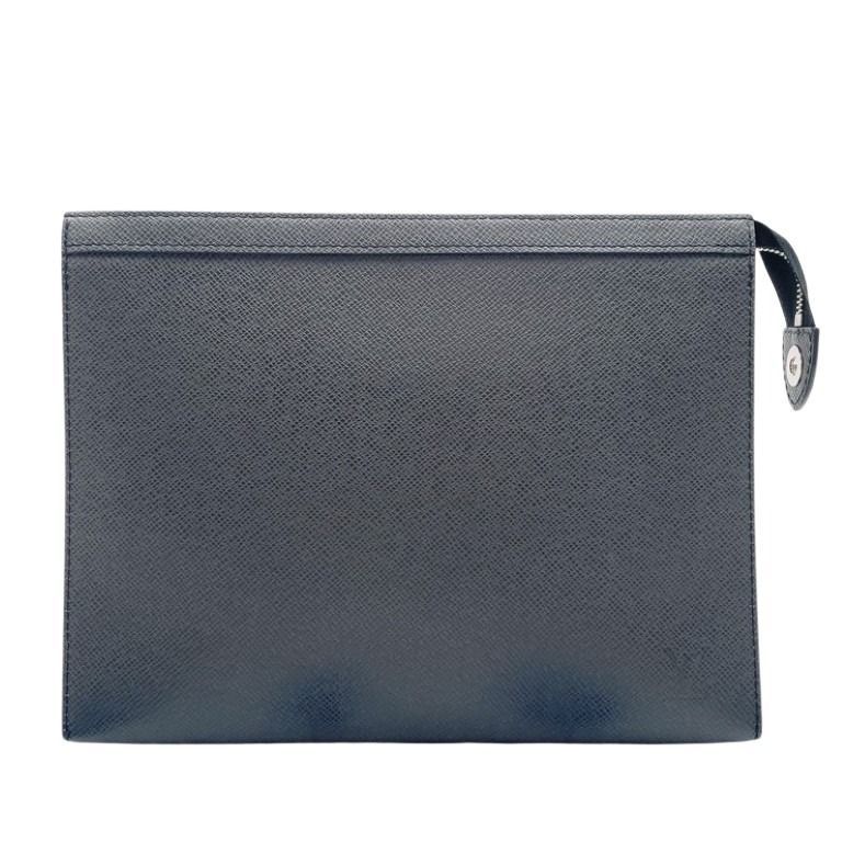 Louis Vuitton Clutch Pochette Voyage MM Ardoise Taiga Second Silver