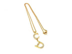Dior Necklace CD Logo Swing Gold Metal Rhinestone