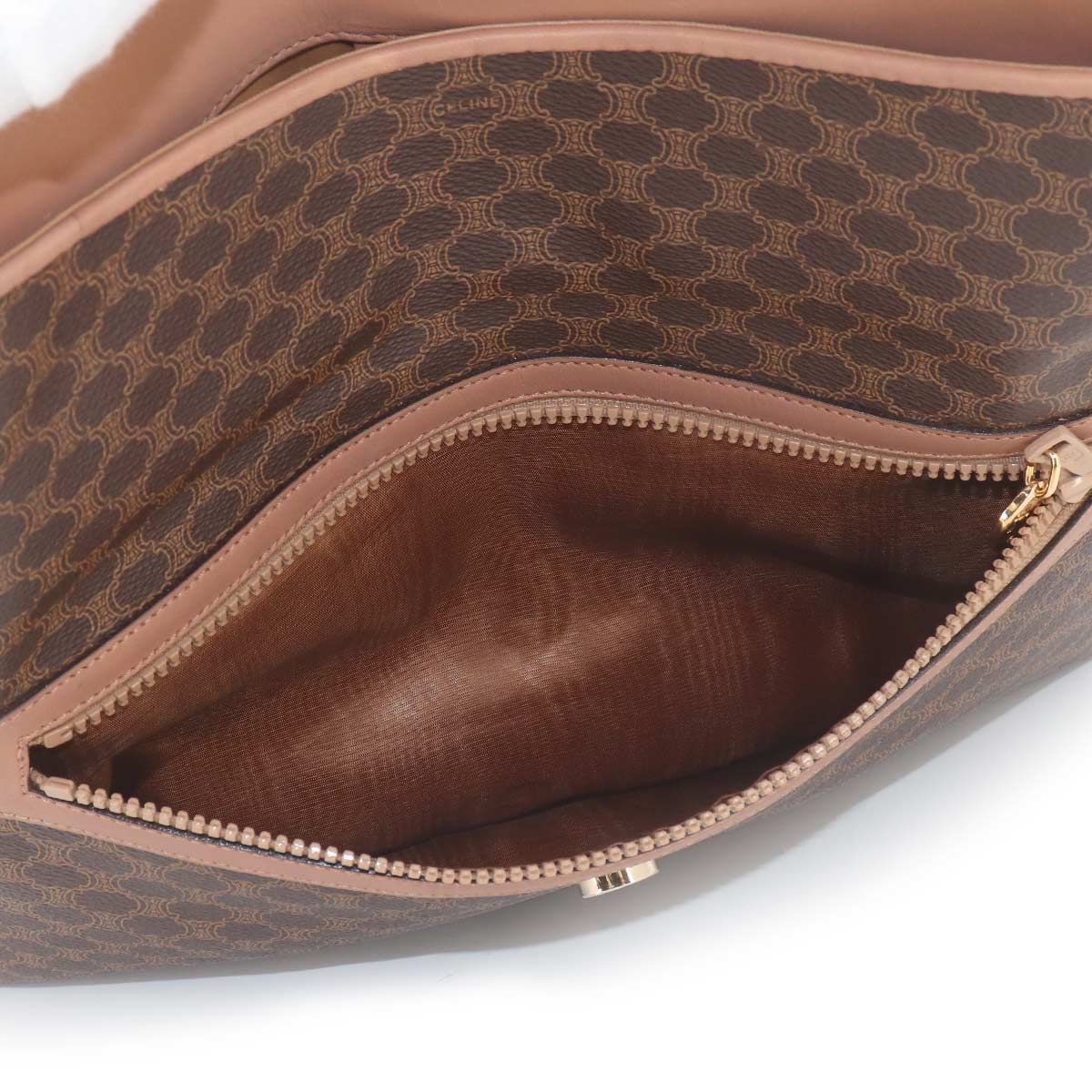 Celine Macadam Clutch Leather Brown Gold Vintage — view 8
