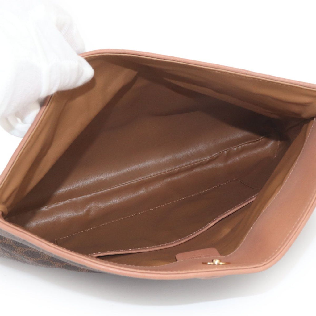 Celine Macadam Clutch Leather Brown Gold Vintage — view 6
