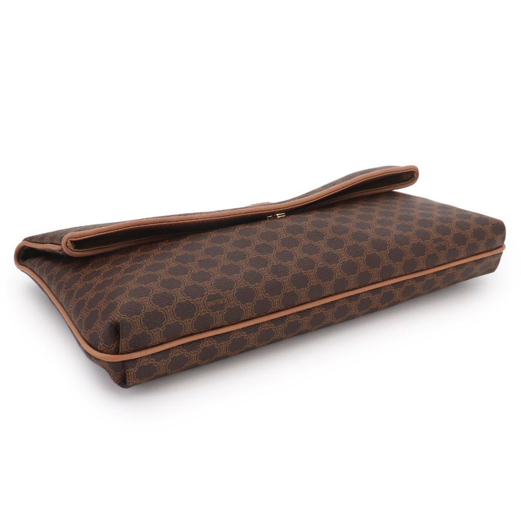 Celine Macadam Clutch Leather Brown Gold Vintage — view 4