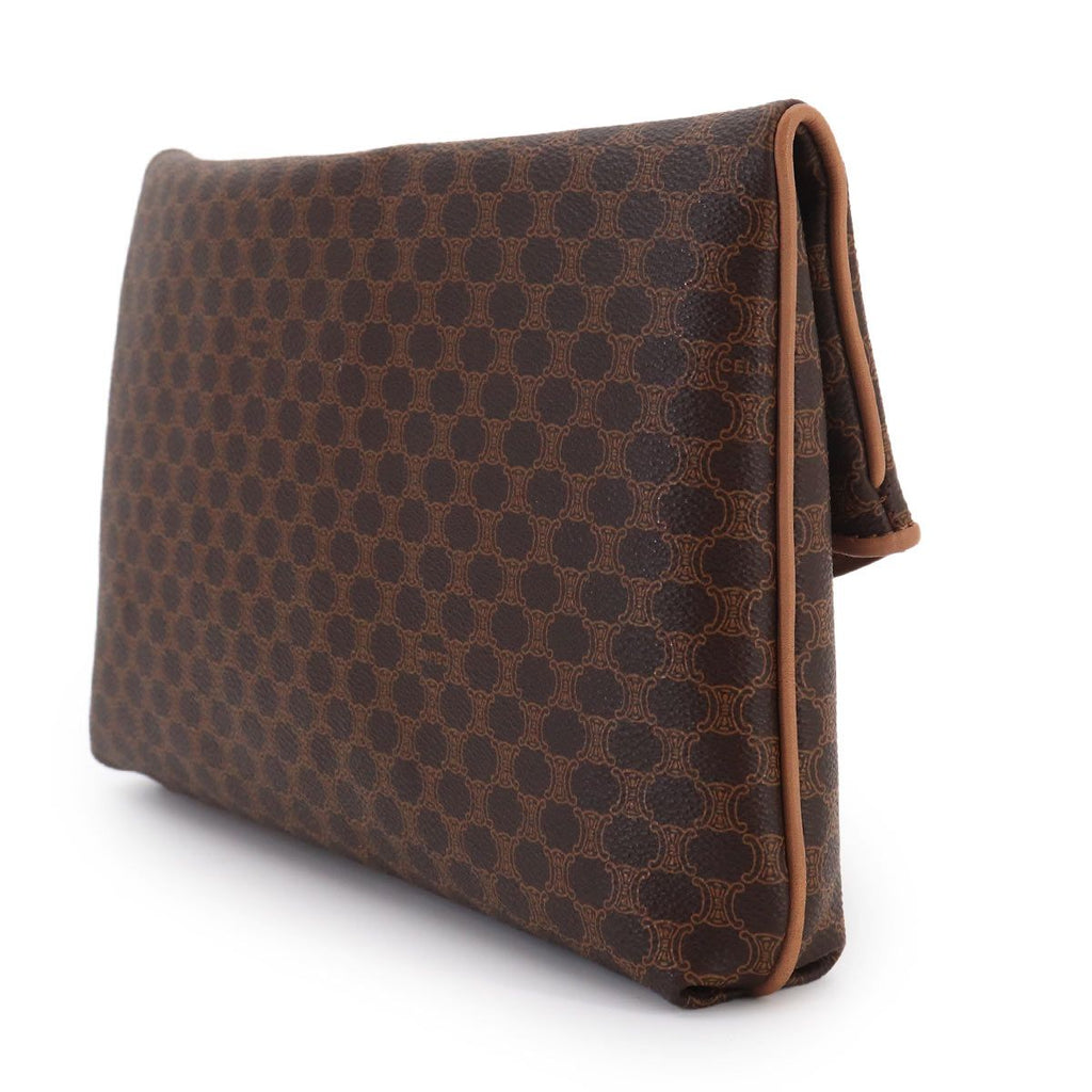 Celine Macadam Clutch Leather Brown Gold Vintage — view 3