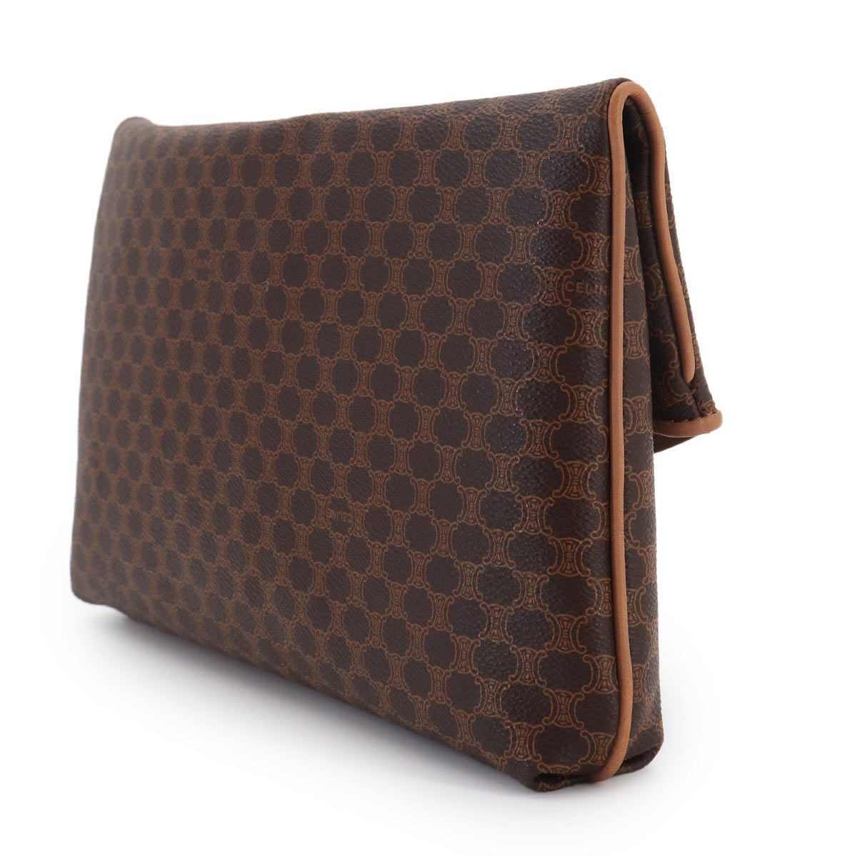 Celine Macadam Clutch Leather Brown Gold Vintage — view 3