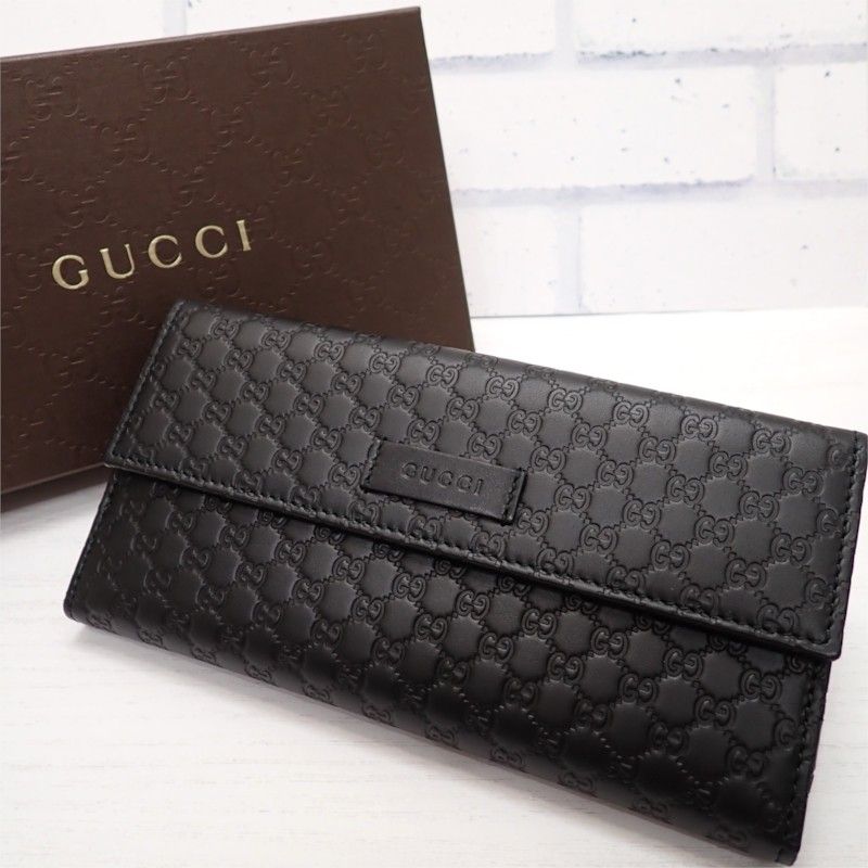 Gucci Hooklong Wallet Leather Black Gold