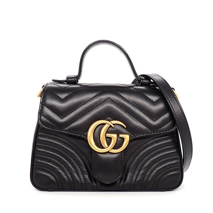 Gucci Shoulder Bag GG Marmont Mini Top Handle Dtdit Chez Blanc Quilted Leather