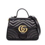 Gucci Shoulder Bag GG Marmont Mini Top Handle Dtdit Chez Blanc Quilted Leather