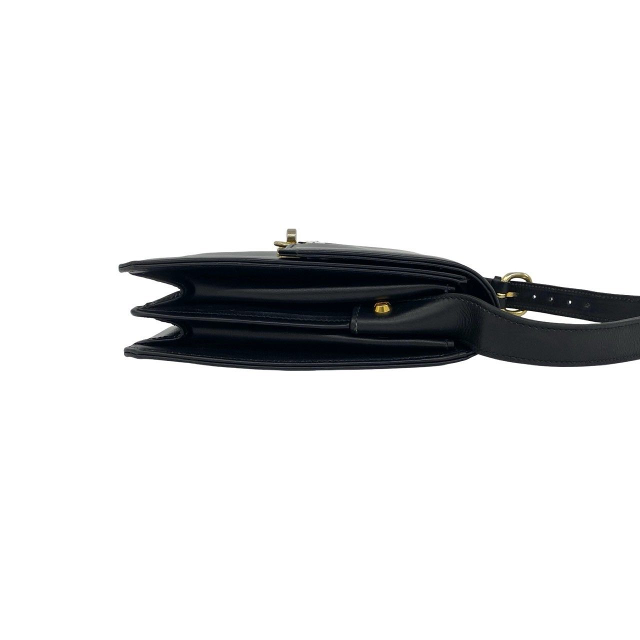 Gucci Vintage Turnlock Calf Leather Shoulder Bag Pochette Black — view 6