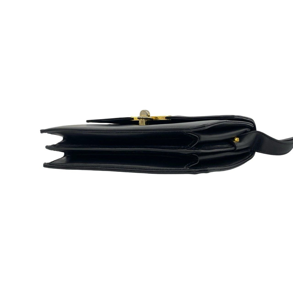 Gucci Vintage Turnlock Calf Leather Shoulder Bag Pochette Black — view 8