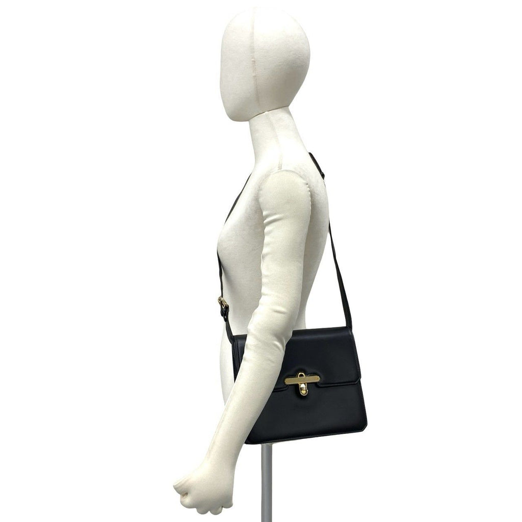 Gucci Vintage Turnlock Calf Leather Shoulder Bag Pochette Black — view 2