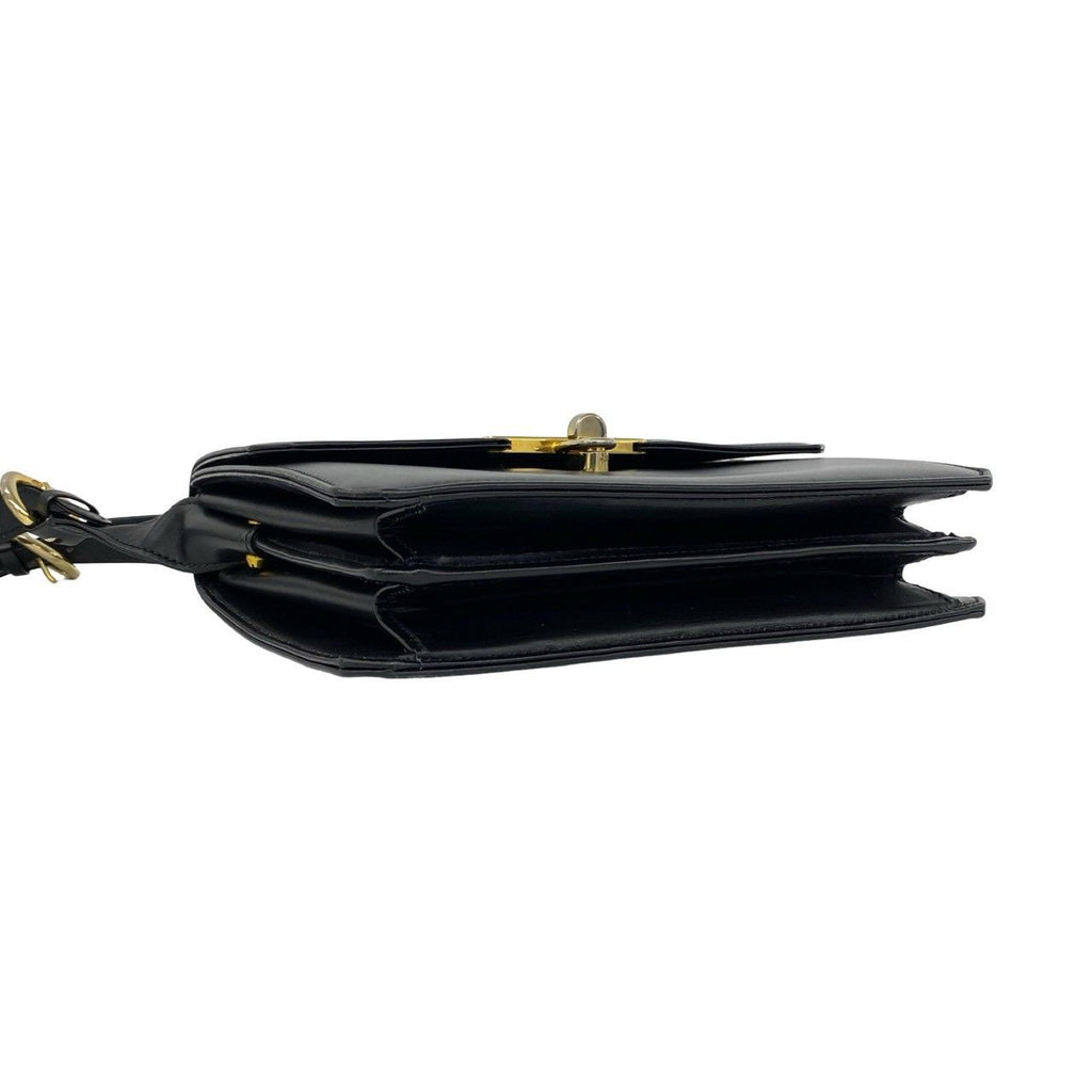 Gucci Vintage Turnlock Calf Leather Shoulder Bag Pochette Black — view 7