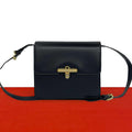 Gucci Vintage Turnlock Calf Leather Shoulder Bag Pochette Black