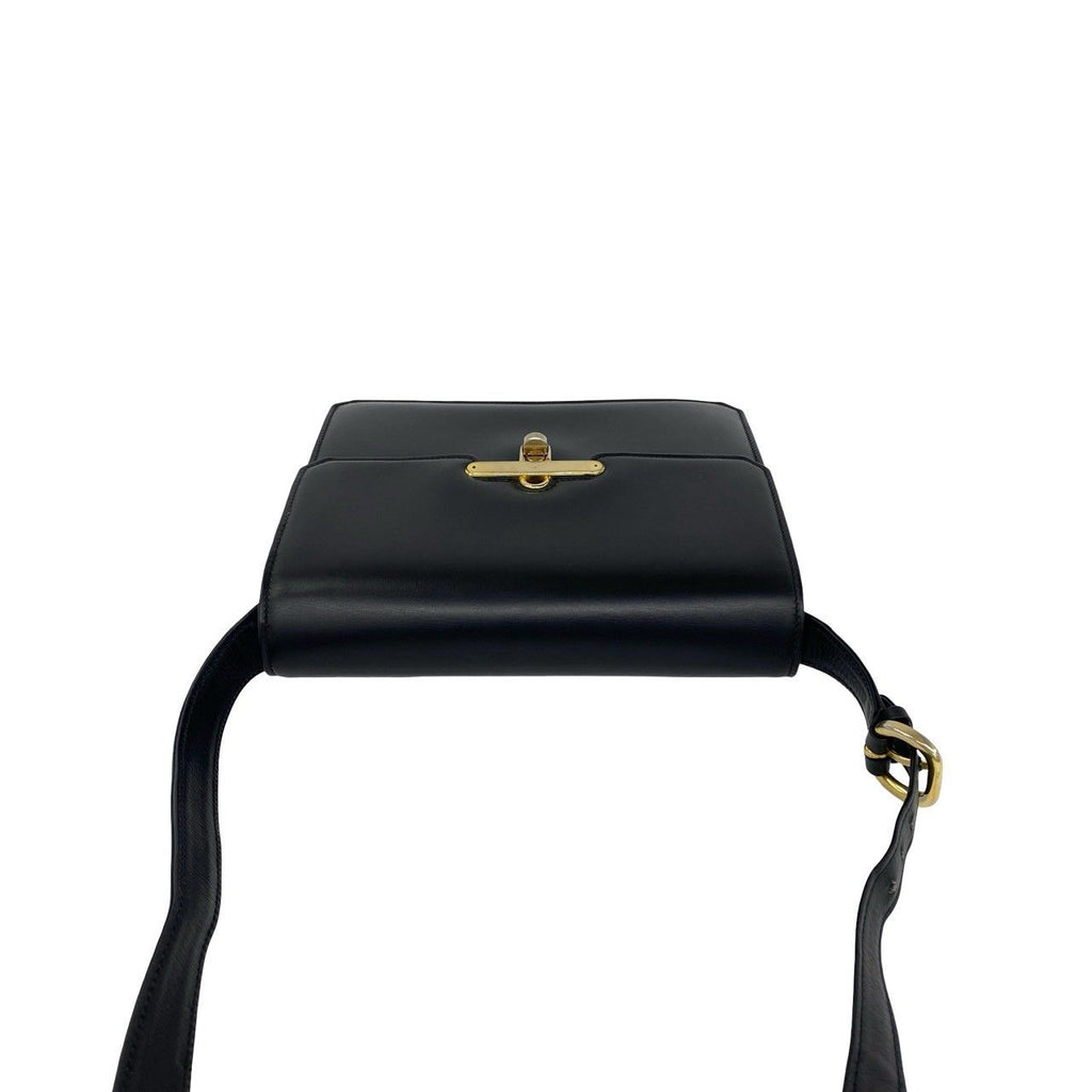 Gucci Vintage Turnlock Calf Leather Shoulder Bag Pochette Black — view 4