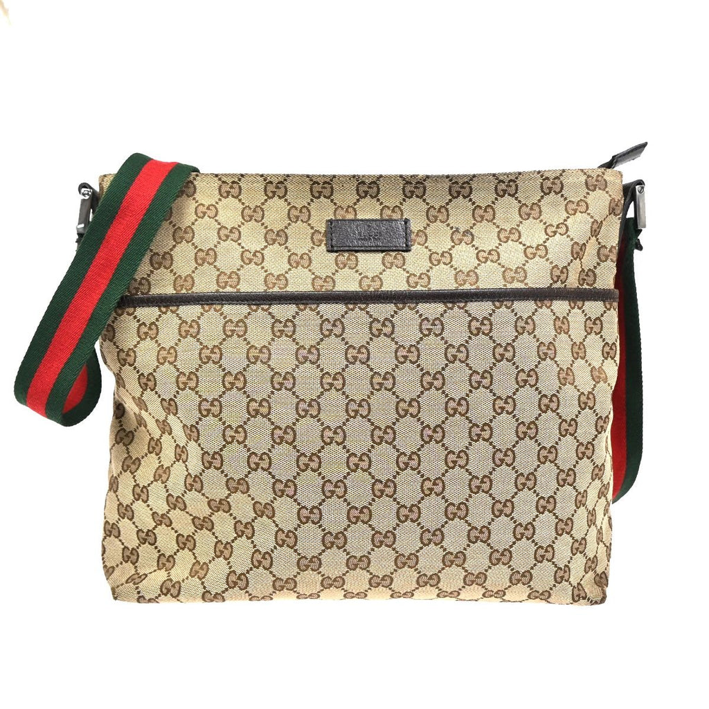 Gucci GG Sherry Line Shoulder Bag Canvas Leather