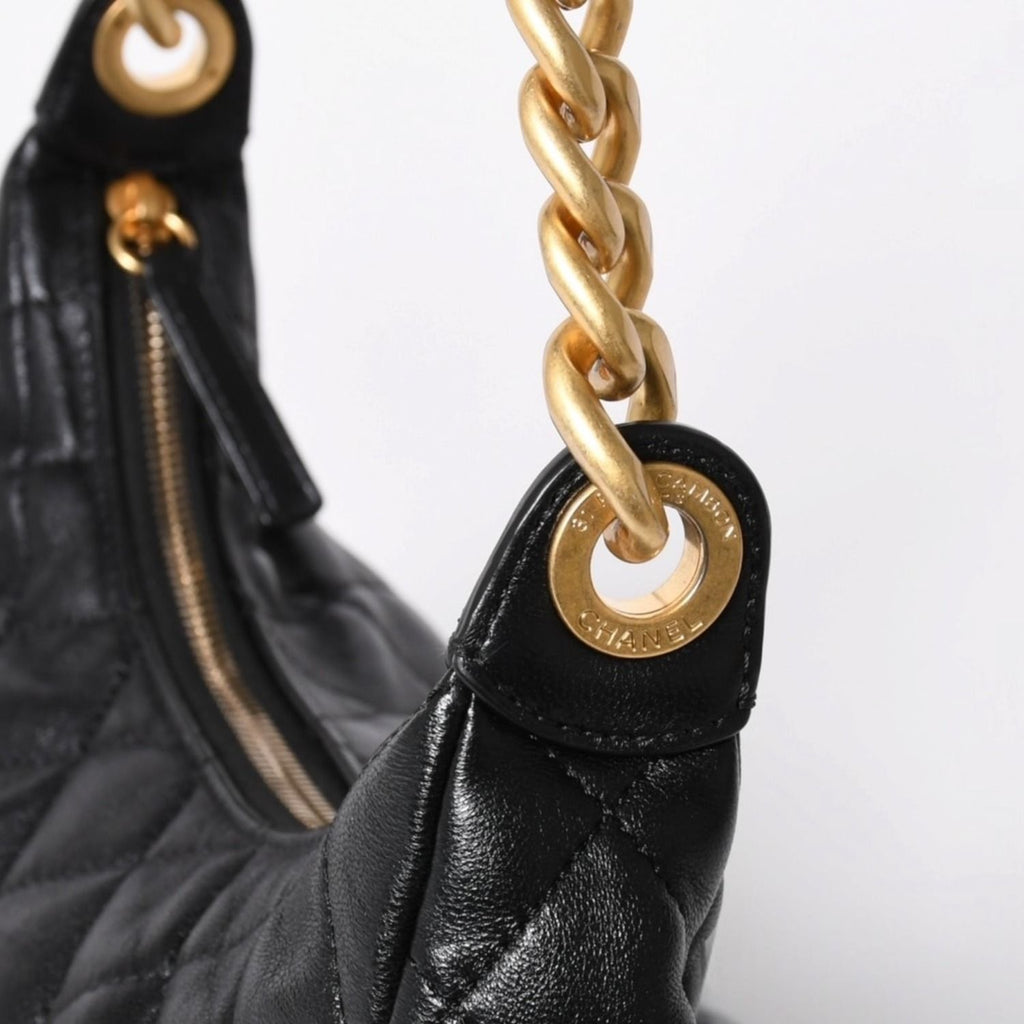 Chanel Large Hobo Stand CC Logo Lambskin Black — view 4