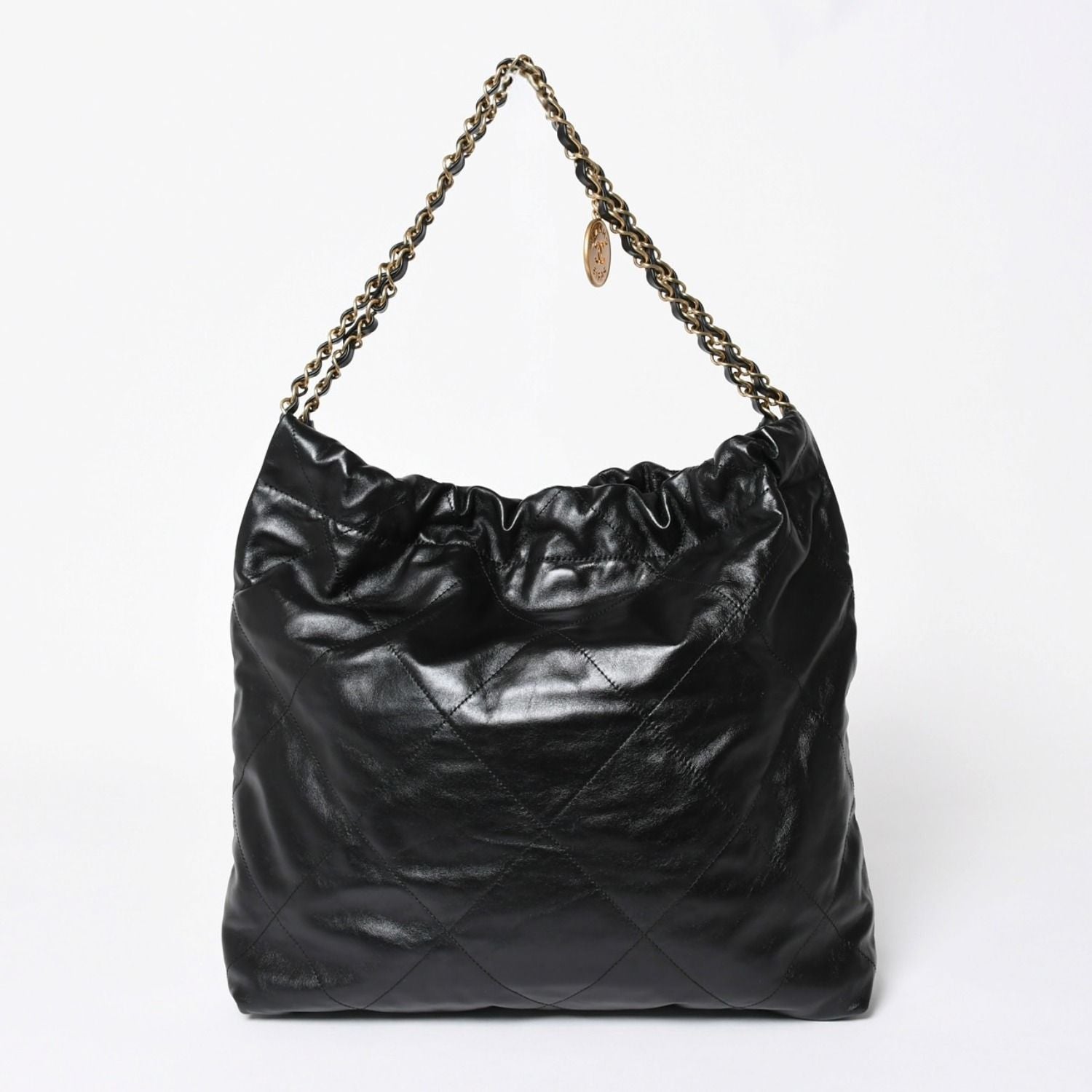 Chanel 22 Medium Chain Bag CC Logo Shiny Calfskin — view 3