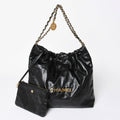 Chanel 22 Medium Chain Bag CC Logo Shiny Calfskin