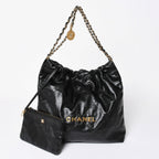 Chanel 22 Medium Chain Bag CC Logo Shiny Calfskin
