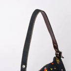 Fendi Mamma Baguette Bag Flower Motif Beads Denim Navy Silver — view 5