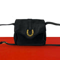 Gucci Vintage Horseshoe Logo Leather Shoulder Bag Pochette Black