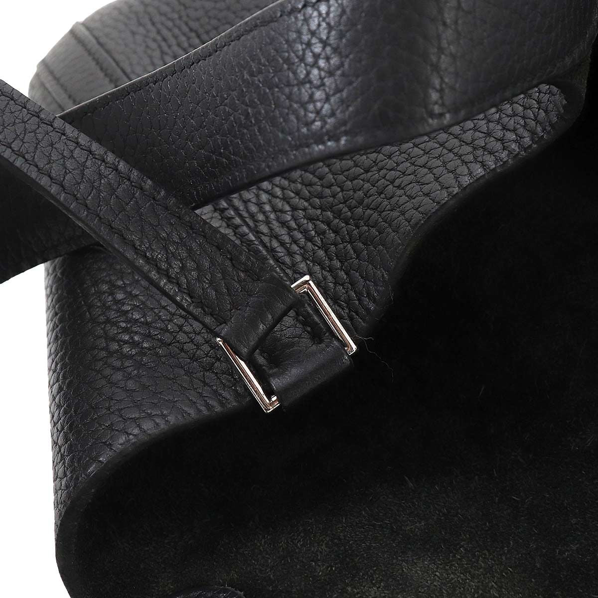 Hermes Picotin MM Hand Bag Taurillon Clemence Black Silver — view 8