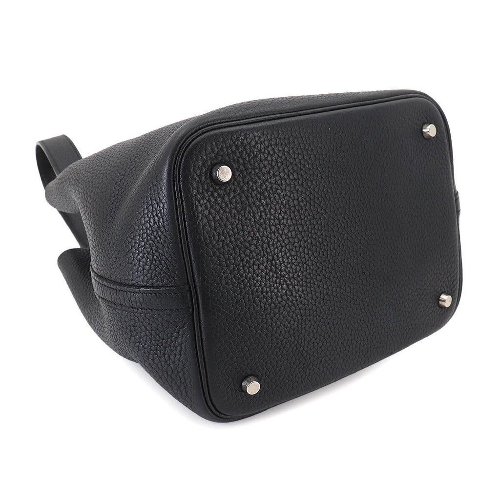 Hermes Picotin MM Hand Bag Taurillon Clemence Black Silver — view 4