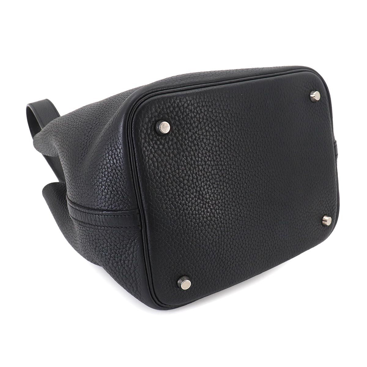 Hermes Picotin MM Hand Bag Taurillon Clemence Black Silver — view 4
