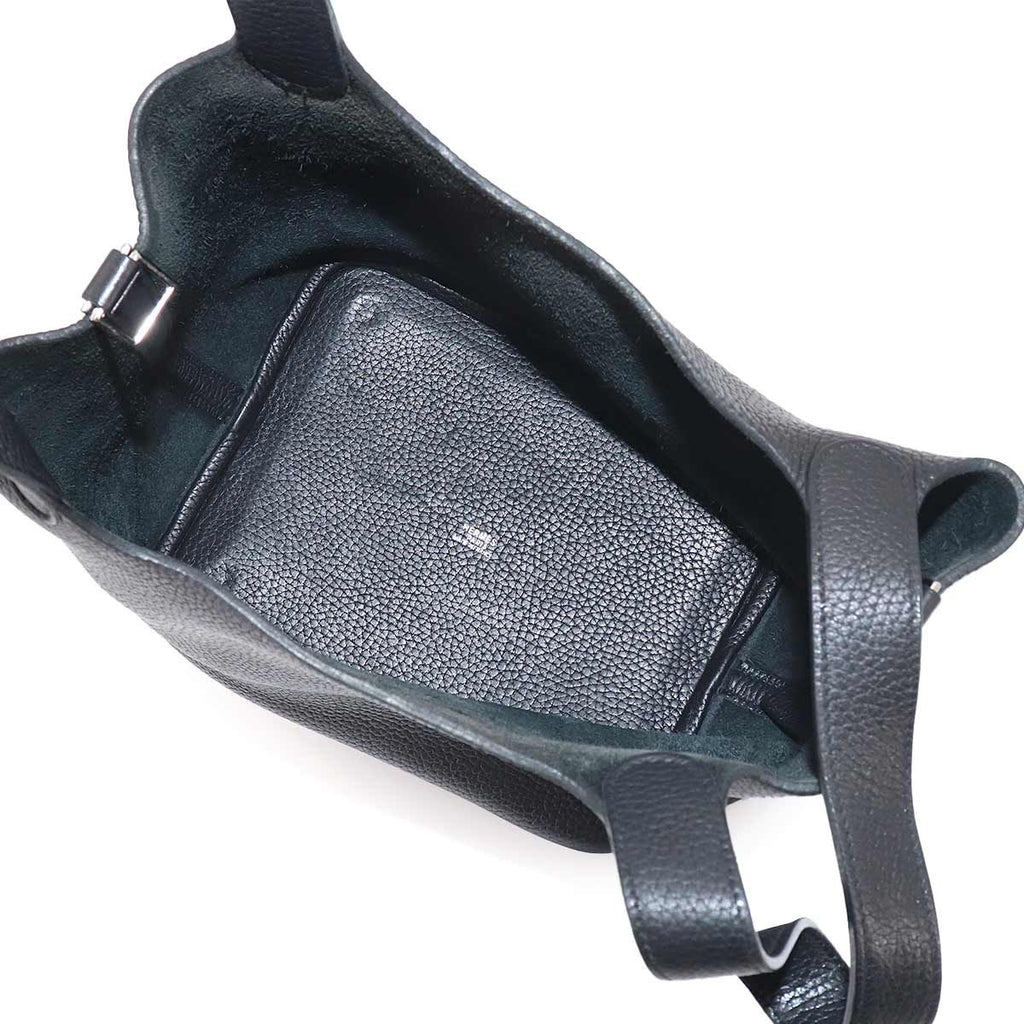 Hermes Picotin MM Hand Bag Taurillon Clemence Black Silver — view 6