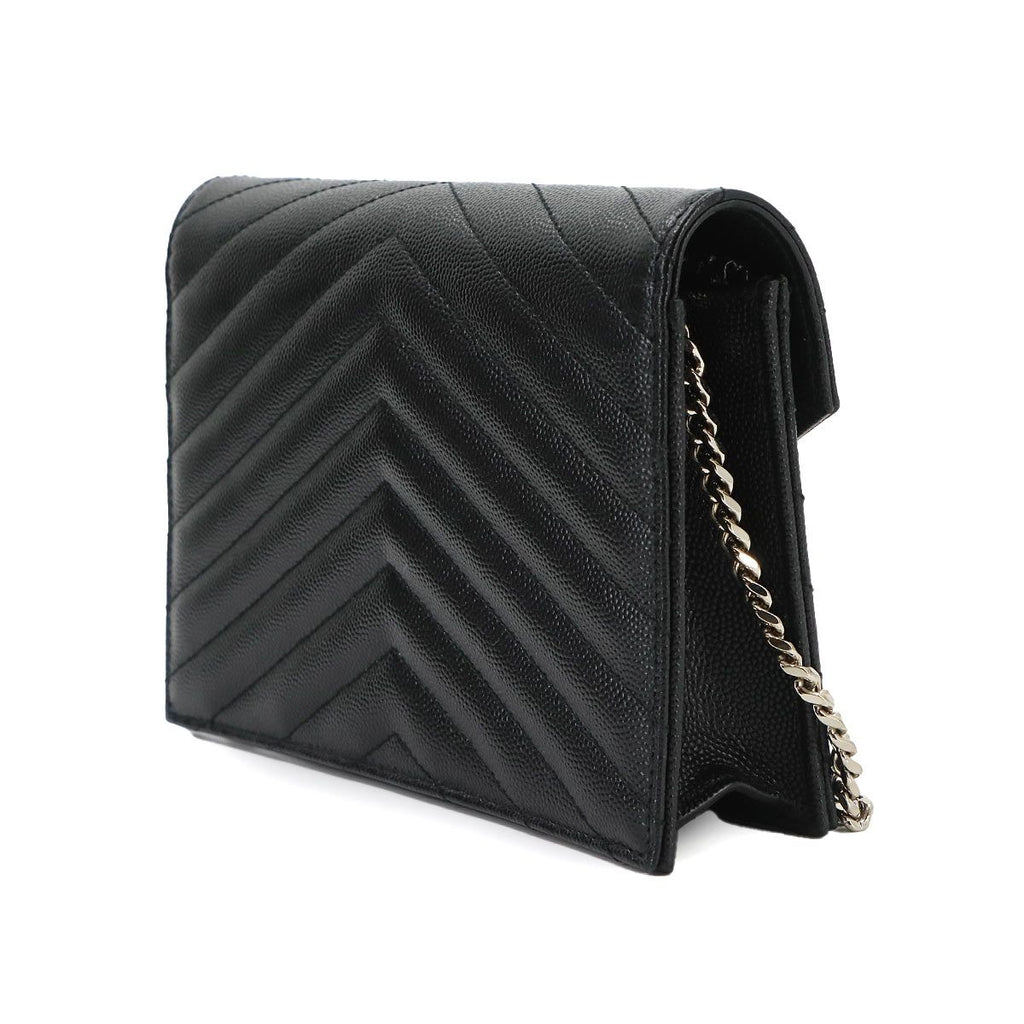 Saint Laurent Cassandra Envelope Chain Wallet Leather Black Shoulder Bag — view 4