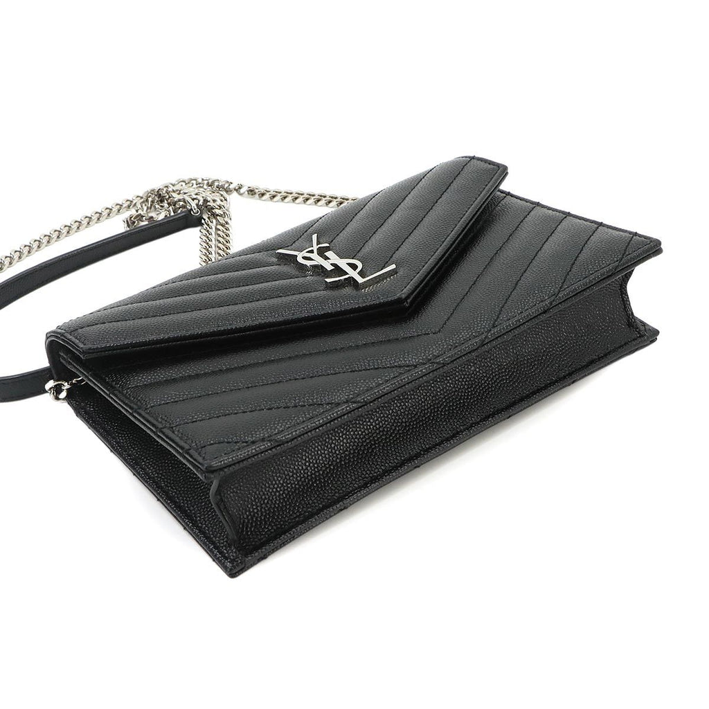 Saint Laurent Cassandra Envelope Chain Wallet Leather Black Shoulder Bag — view 5