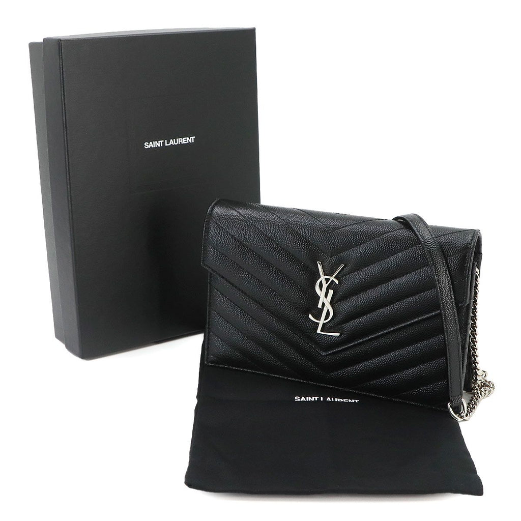 Saint Laurent Cassandra Envelope Chain Wallet Leather Black Shoulder Bag — view 2