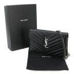 Saint Laurent Cassandra Envelope Chain Wallet Leather Black Shoulder Bag — view 2