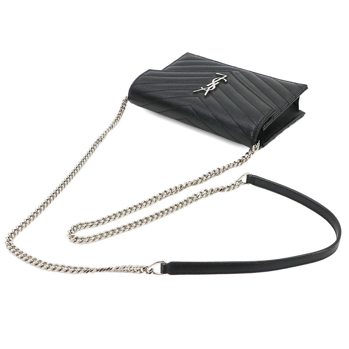 Saint Laurent Cassandra Envelope Chain Wallet Leather Black Shoulder Bag — view 6