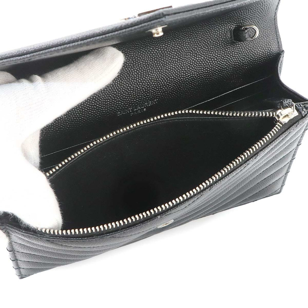 Saint Laurent Cassandra Envelope Chain Wallet Leather Black Shoulder Bag — view 8