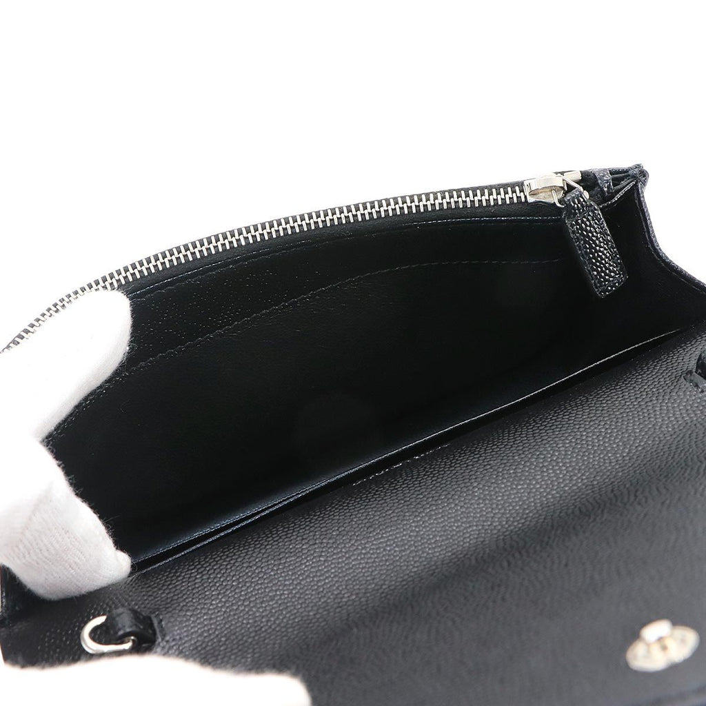 Saint Laurent Cassandra Envelope Chain Wallet Leather Black Shoulder Bag — view 7