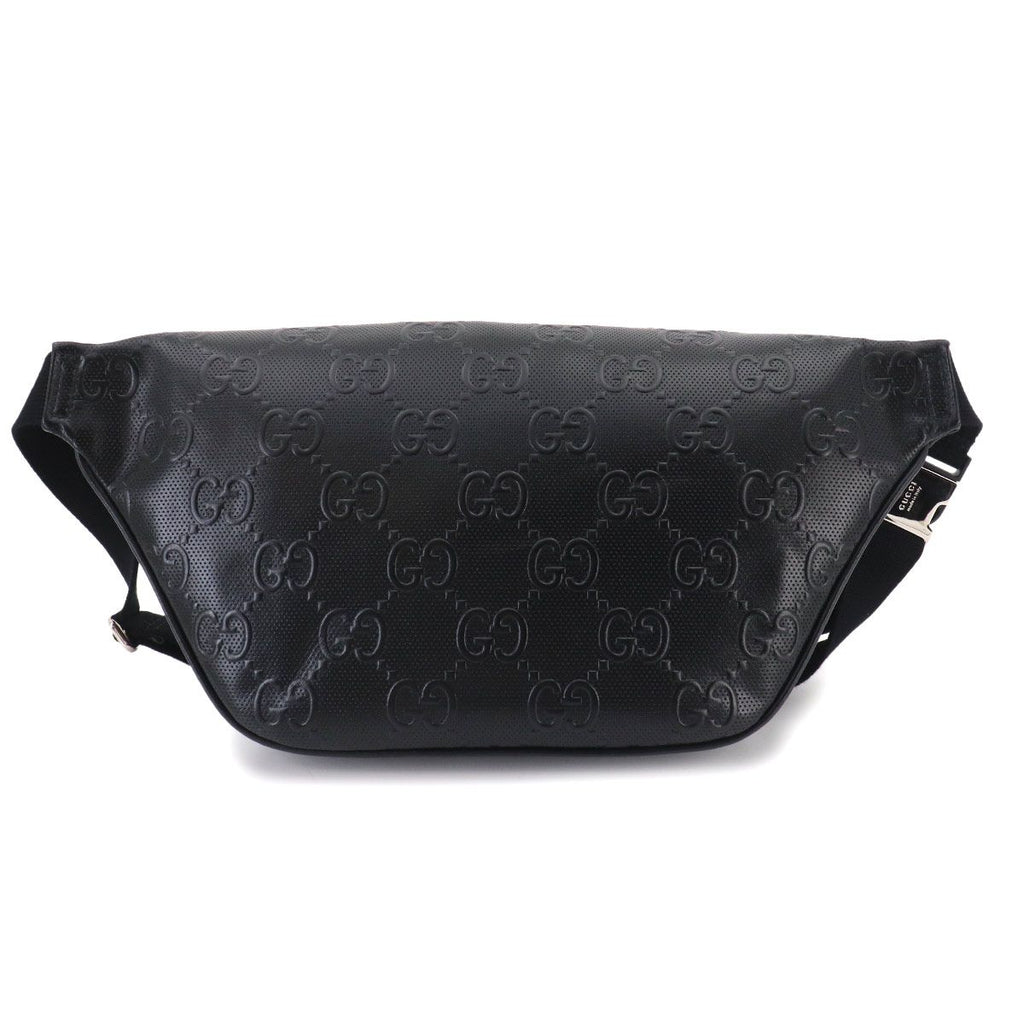 Gucci GG Embossed Belt Bag Leather Black Silver — view 3