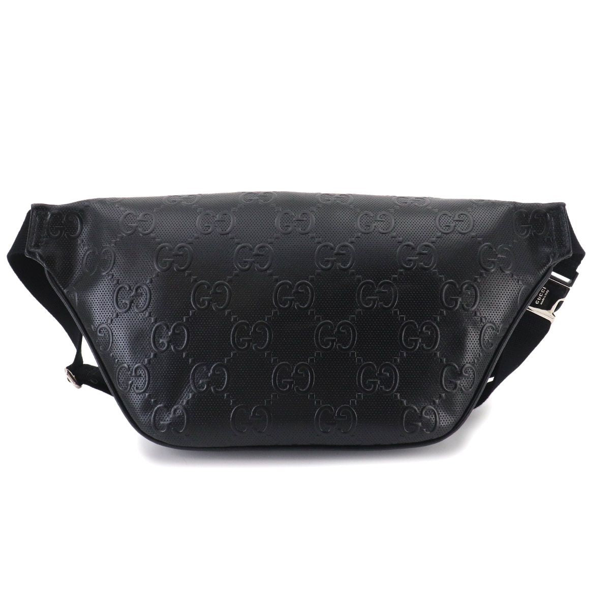 Gucci GG Embossed Belt Bag Leather Black Silver — view 3