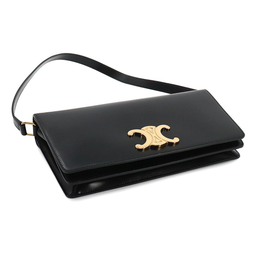 Celine Triomphe Trapeze 2-Way Shoulder Clutch Leather Black — view 5