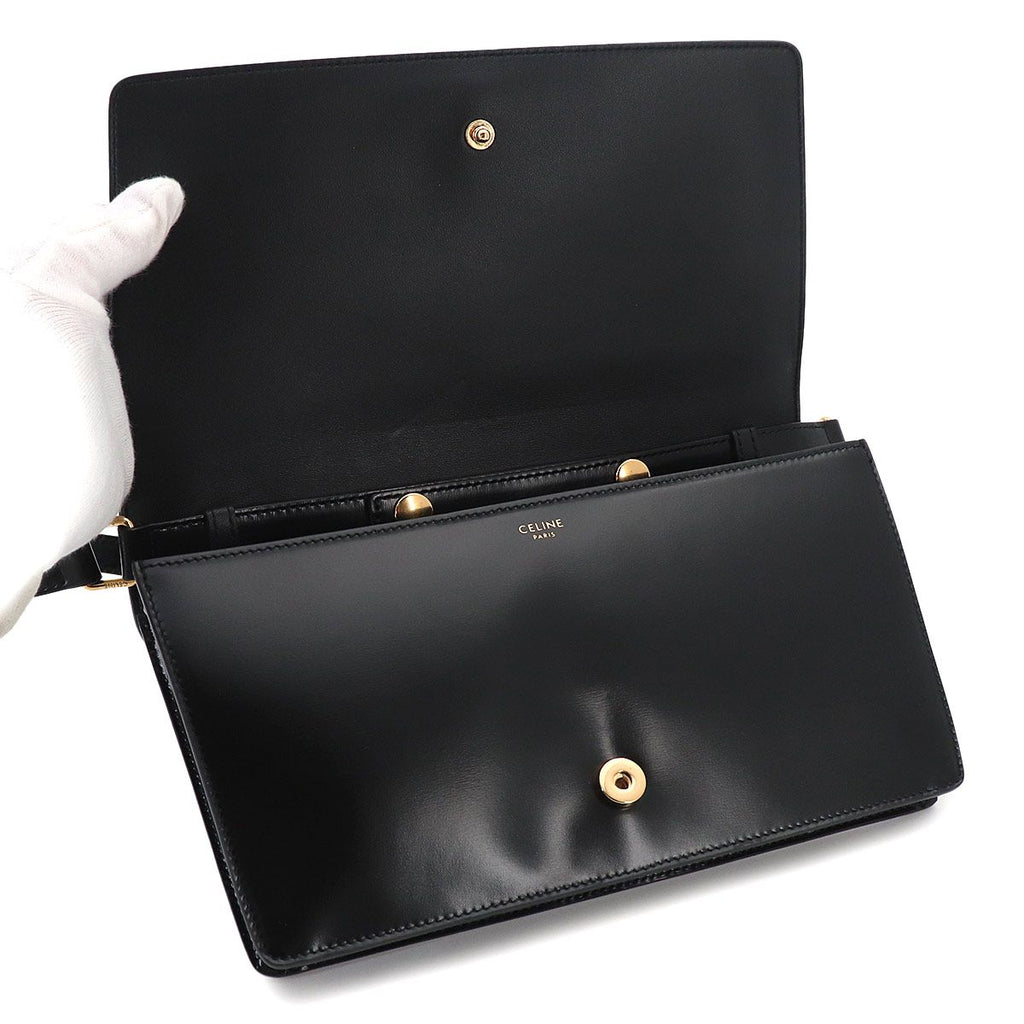Celine Triomphe Trapeze 2-Way Shoulder Clutch Leather Black — view 8