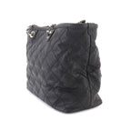 Chanel Quilted Chain Tote Bag Caviar Leather Black Silver — view 4