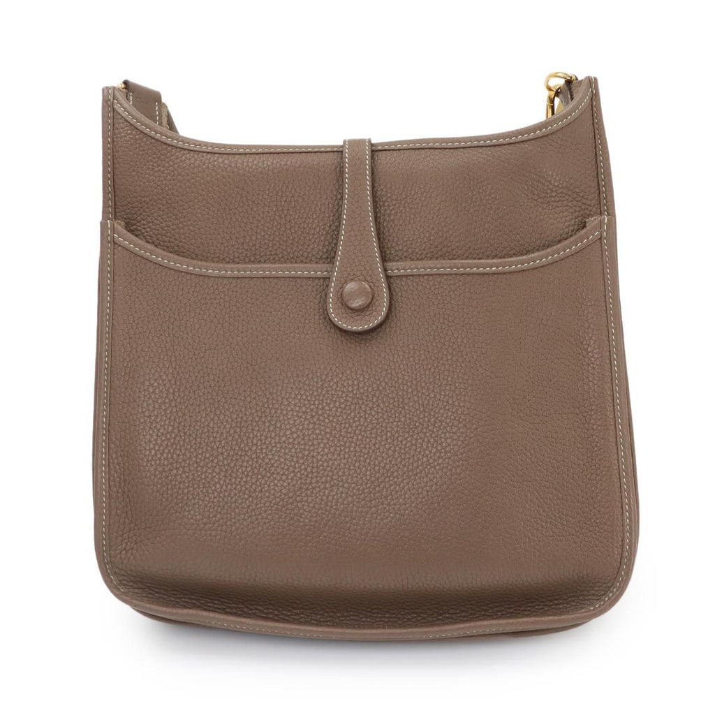 Hermes Evelyne 3 PM Shoulder Bag Taurillon Clemence Etoupe Gold — view 3