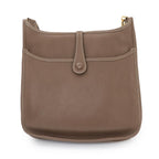 Hermes Evelyne 3 PM Shoulder Bag Taurillon Clemence Etoupe Gold — view 3