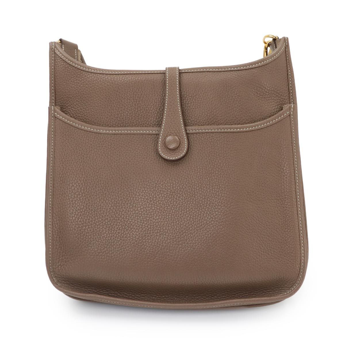 Hermes Evelyne 3 PM Shoulder Bag Taurillon Clemence Etoupe Gold — view 3